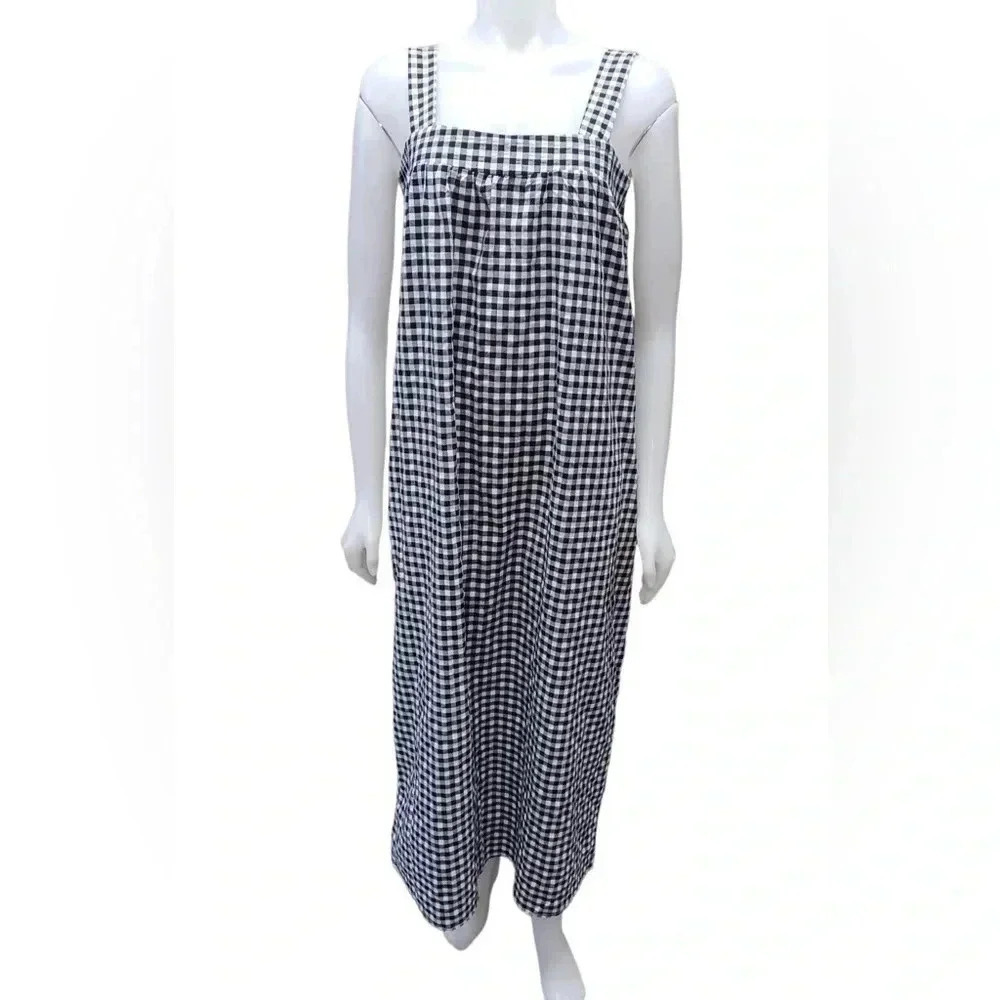 Zanzea Black & White Checkered Overall Dress Size Large